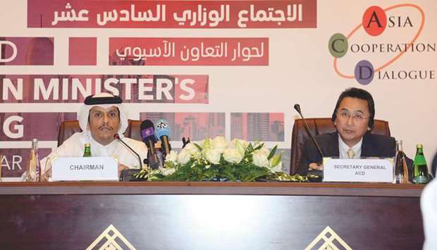 HE the Deputy Prime Minister and Minister of Foreign Affairs Sheikh Mohamed bin Abdulrahman al-Thani with ACD Secretary-General Bundit Limschoon: PICTURE: Thajudheen