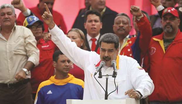 Venezuelau2019s President Nicolas Maduro addresses a rally in support of the government in Caracas, Venezuela.