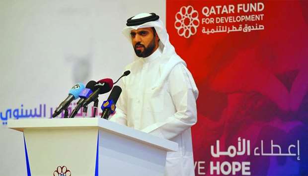 Khalifa bin Jassim al-Kuwari speaking at the 2018 report launch event