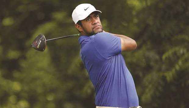 Tony Finau of the United States plays his shot from the sixth tee during the first round of the Charles Schwab Challenge at Colonial Country Club in Fort Worth, Texas. (Getty Images/AFP)