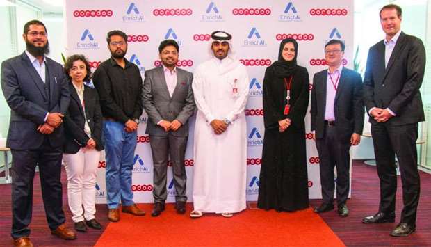 Ooredoo and EnrichAI executives during the launch of the new Internet of Things solutions for Qatar.