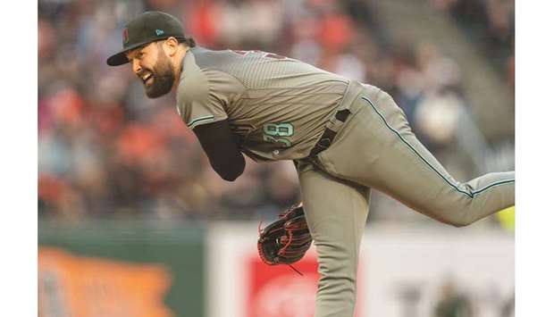 Arizona Diamondbacks starting pitcher Robbie Ray delivers a pitch during the first inning against the San Francisco Giants at Oracle Park. PICTURE: USA TODAY Sports