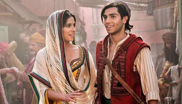 STAR-TURN: Mena Massoud as Aladdin, right, and Naomi Scott as Princess Jasmine.