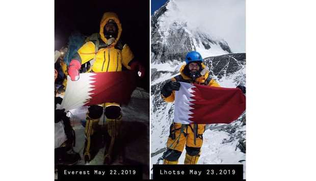 Fahad Badar after scaling the two peaks. Images courtesy of Fahad Badar's Twitter page