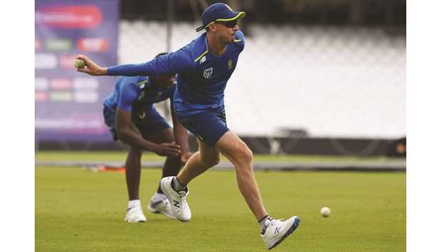 South Africau2019s Dale Steyn takes part in a training session in London yesterday. (AFP)