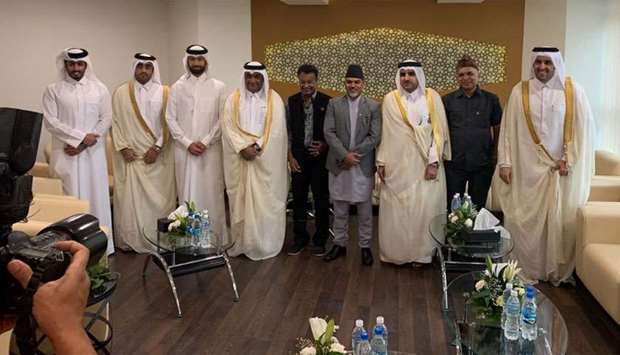 Qatar and Nepal officials pose for a photo after the inauguration of Qatar Visa Centre in Kathmandu.