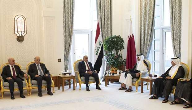His Highness the Amir Sheikh Tamim bin Hamad al-Thani and Iraqi Prime Minister Adil Abdul Mahdi held official talks at the Amiri Diwan