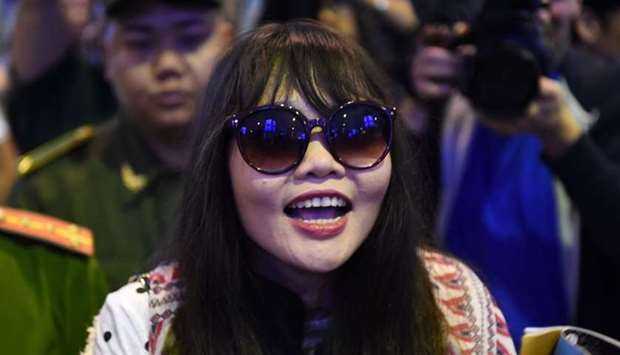 Vietnamese national Doan Thi Huong arrives in Hanoi following her release from a Malaysian prison