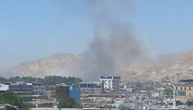 Smoke rises from after the explosion in the city of Pul-e-Khumri