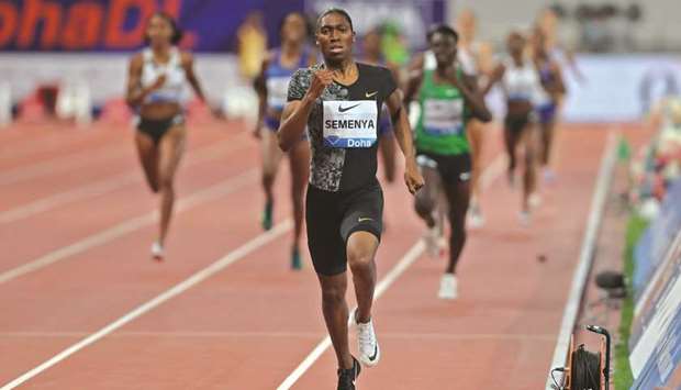 South Africau2019s aCaster Semenya en route to her 30th consecutive 800m victory at the Diamond League in Doha on Friday. (AFP)