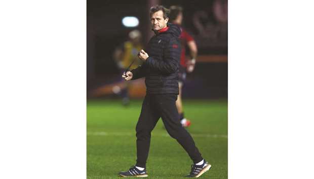 In this file photo taken on January 20, 2018, RC Toulonu2019s French head coach Fabien Galthie looks on before the European Champions Cup Rugby Union Pool 5 match between Scarlets and Toulon at Parc y Scarlets in Llanelli, south west Wales. (AFP)