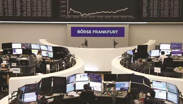 The German share price index DAX graph is pictured at the stock exchange in Frankfurt. The DAX 30 fell 1.0% to close at 12,286.88 yesterday.
