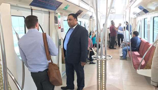 British embassy staff members ride Doha Metro