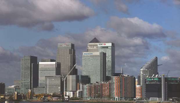 A view of the offices of global financial institutions, including JPMorgan Chase & Co, Citigroup, State Street Corp, Barclays, HSBC Holdings, and the commercial office block No 1 Canada Square, in the Canary Wharf business, financial and shopping district of London (file). JPMorgan, Morgan Stanley, Goldman Sachs and Citi donated between u00a3250,000-500,000 ($326,750-$653,500) each to the Britain Stronger In Europe campaign in 2016, data from the Electoral Commission showed.