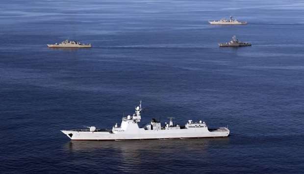 A view of warships during joint Iran-Russia-China naval drills in the Indian Ocean and the Gulf of Oman. File picture:  December 28, 2019,