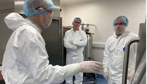 Aaron Bell MP for Newcastle-under-Lyme and a member of the Science and Technology Select Committee is pictured at Cobra Biologics who are working on a potential vaccine for Covid-19, following the outbreak of the coronavirus disease, in Keele, Britain