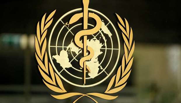 The World Health Organization (WHO) logo is pictured at the entrance of its headquarters in Geneva,