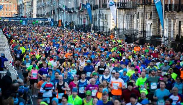 A view of the 2019 Dublin Marathon as it made its way up Fitzwilliam Place. Photo courtesy: Ryan Byrne/INPHO Via The 42