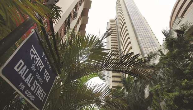 The Bombay Stock Exchange building in Mumbai. The Sensex closed up 0.6% to 30,196.17 points yesterday.