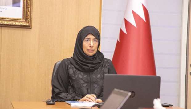 HE the Minister of Public Health Dr Hanan Mohamed al-Kuwari attending the 73rd World Health Assembly of the World Health Organisation (WHO), via video conferencing.
