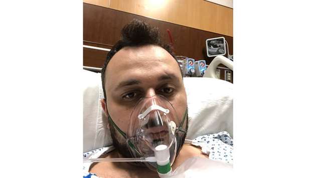 VOLUNTEER: Dr Anar Yukhayev, pictured on March 24, was hospitalised at Long Island Jewish Medical Center for Covid-19. He agreed to join a clinical trial of Kevzara, an immune suppressant.