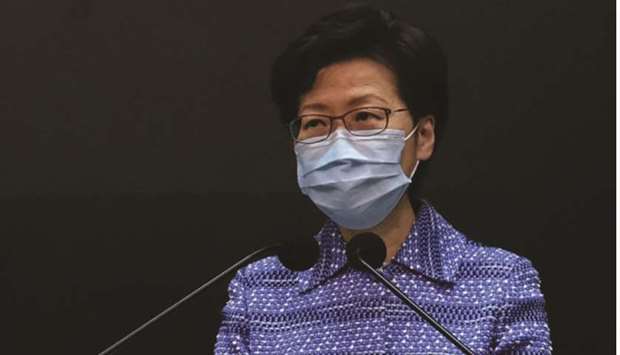 Hong Kong Chief Executive Carrie Lam speaks during a news conference in Hong Kong yesterday.