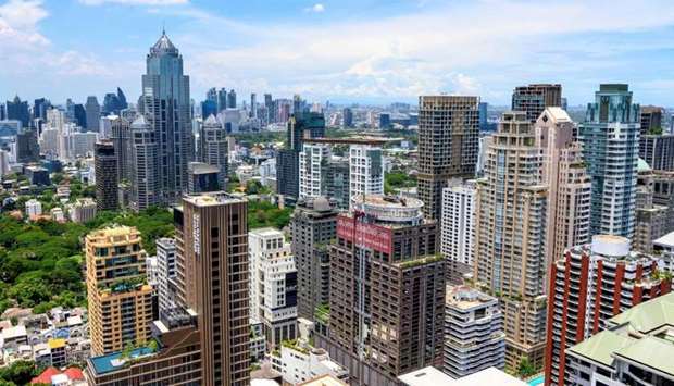 A general view shows downtown Bangkok, Thailand