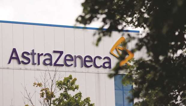 An AstraZeneca sign is seen outside the companyu2019s factory in Macclesfield, UK. The University of Oxford and AstraZeneca plan to start testing their jab in 5- to 12-year-olds as schools and nurseries reopen in the UK.