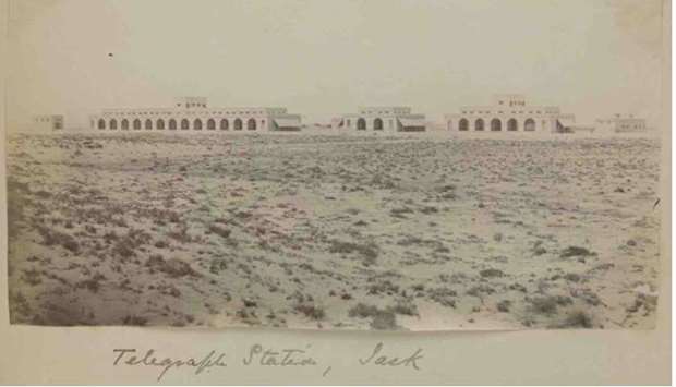 A photograph, dating from around 1870, of the telegraph station at Jask.
