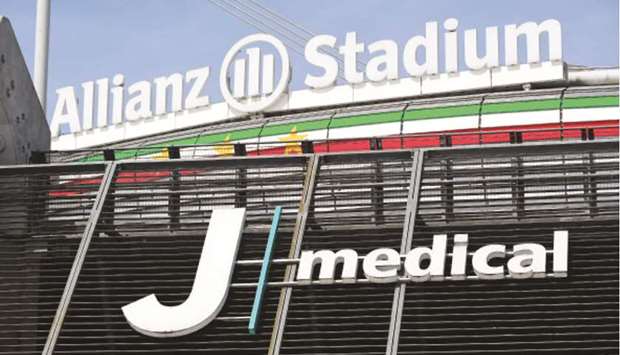 A general view outside the J Medical centre at the Allianz Stadium on Tuesday after Italy allowed Serie A teams to start training individually. (Reuters)