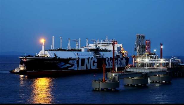 An LNG tanker is seen at the liquefied natural gas terminal owned by Chinese energy company ENN Group, in Zhoushan, Zhejiang province, China