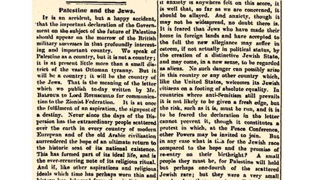 The Guardian leader of 9 November 1917 on the Balfour declaration. This striking editorial is a reminder of the recent storming of the Israeli police at Damascus Gate on Laylat Al-Qadr during the holy month of Ramadan, in Jerusalemu2019s old city on 8th of current May while unarmed and peaceful Palestinian worshippers were trying to perform their Isha prayers on their homeland. u201cWhatever else can be said, Israel today is not the country the Guardian foresaw or would have wanted,u201d the newspaper admits.