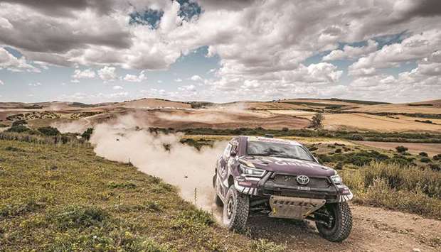 Qataru2019s Nasser Saleh al-Attiyah and his co-driver Matthieu Baumel in action during the Andalucia Ral