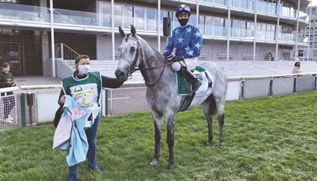 Fabien Lefebvre (right) rode Khateer Alkhalediah to victory in the HH Sheikha Fatima Bint Mubarak Cup in Waregem, Belgium, on Wednesday.