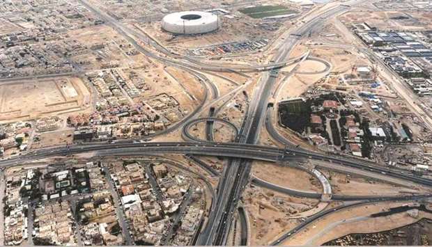 The three-level Mesaimeer Interchange will contain nine underpasses and two main bridges connecting Rawdat Al Khail Street and Industrial Area Road in both directions, in addition to connecting E-Ring Road with the southern part of Doha Expressway in one direction while achieving ,great flow of traffic in all directions,.
