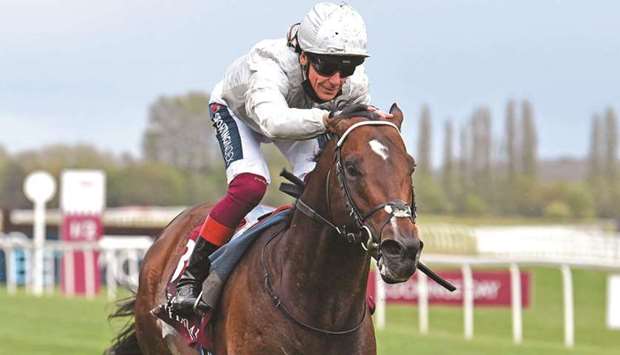 Frankie Dettori rides Palace Pier to victory in the Al Shaqab Lockinge Stakes (Group 1) in Newbury, England. (Francesca Altoft)