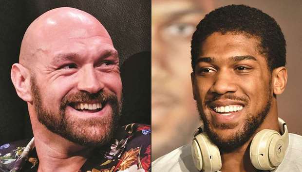 Boxers Tyson Fury (left) and Anthony Joshua. (AFP)