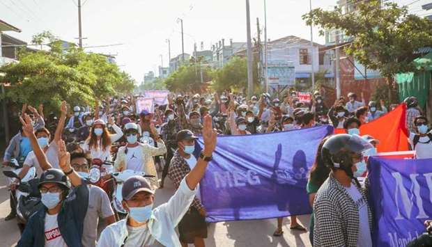 People protest in Mandalay, Myanmar
