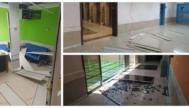 Israeli bombing caused damages for Sheikh Hamad Bin Khalifa Al Thani Hospital for Rehabilitation and Prosthetics at Gaza Strip