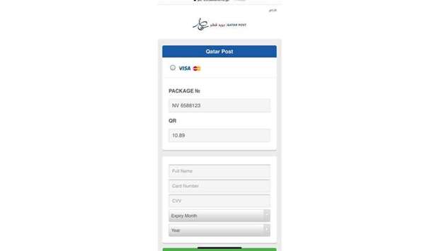 Screenshot of the fraud payment portal.