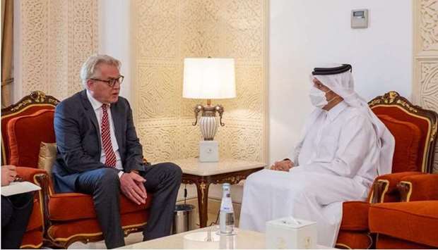 HE the Deputy Prime Minister and Minister of Foreign Affairs Sheikh Mohammed bin Abdulrahman Al-Thani meets with UN Special Coordinator for the Middle East Peace Process Tor Wennesland