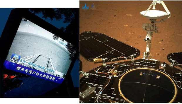 An image of Mars taken by Chinese Mars rover Zhurong as part of the Tianwen-1 mission, in Beijing, C