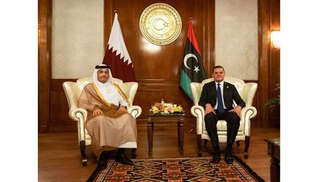 HE Sheikh Mohamed bin Abdulrahman al-Thani with Abdul Hamid al-Dbeiba