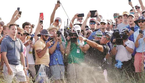 Phil Mickelson hits out of the rough on the sixteenth hole during the third round of the PGA Championship on Saturday. PICTURE: Geoff Burke-USA TODAY Sports