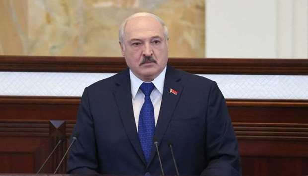 Belarusian President Alexander Lukashenko speaks during his meeting with parliamentarians, members of Constitutional Commission and representatives of public administration bodies in Minsk
