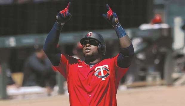 Miguel Sano of the Minnesota Twins celebrates after hitting a three-run home run against the Baltimore Orioles in the sixth inning of the game at Target Field in Minneapolis, Minnesota. (Getty Images/AFP)