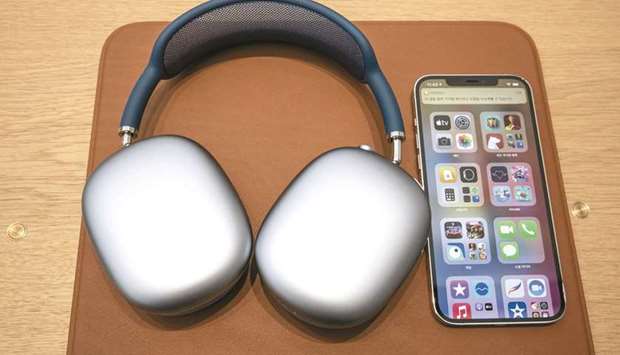 A pair of AirPods Max headphones. The new base AirPods will mark the first update to the product since March 2019 and will add a new design that mostly mirrors that of the AirPods Pro.