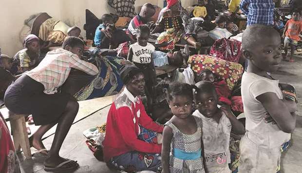 Internally displaced Congolese women and children who fled from recurrent earth tremors after the volcanic eruption of Mount Nyiragongo, shelter inside a church in Sake town, near Goma, in DR Congo, yesterday.