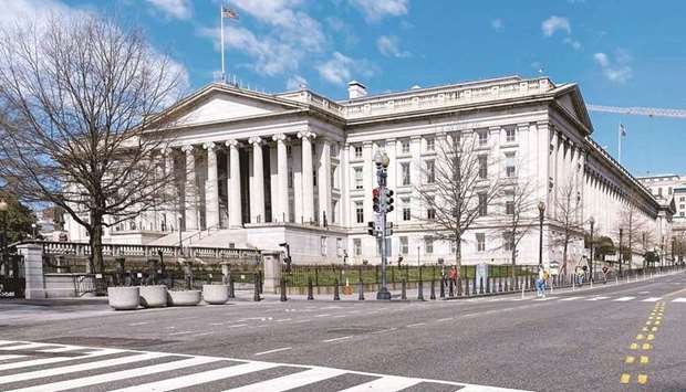 The US Treasury Department building in Washington. The US Treasury kept its quarterly auction of long-term debt, planned for next week, at a record size to help fund the governmentu2019s continuing wave of stimulus spending.