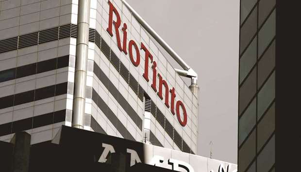 A sign adorns the building where mining company Rio Tinto has their office in Perth, Western Australia (file).